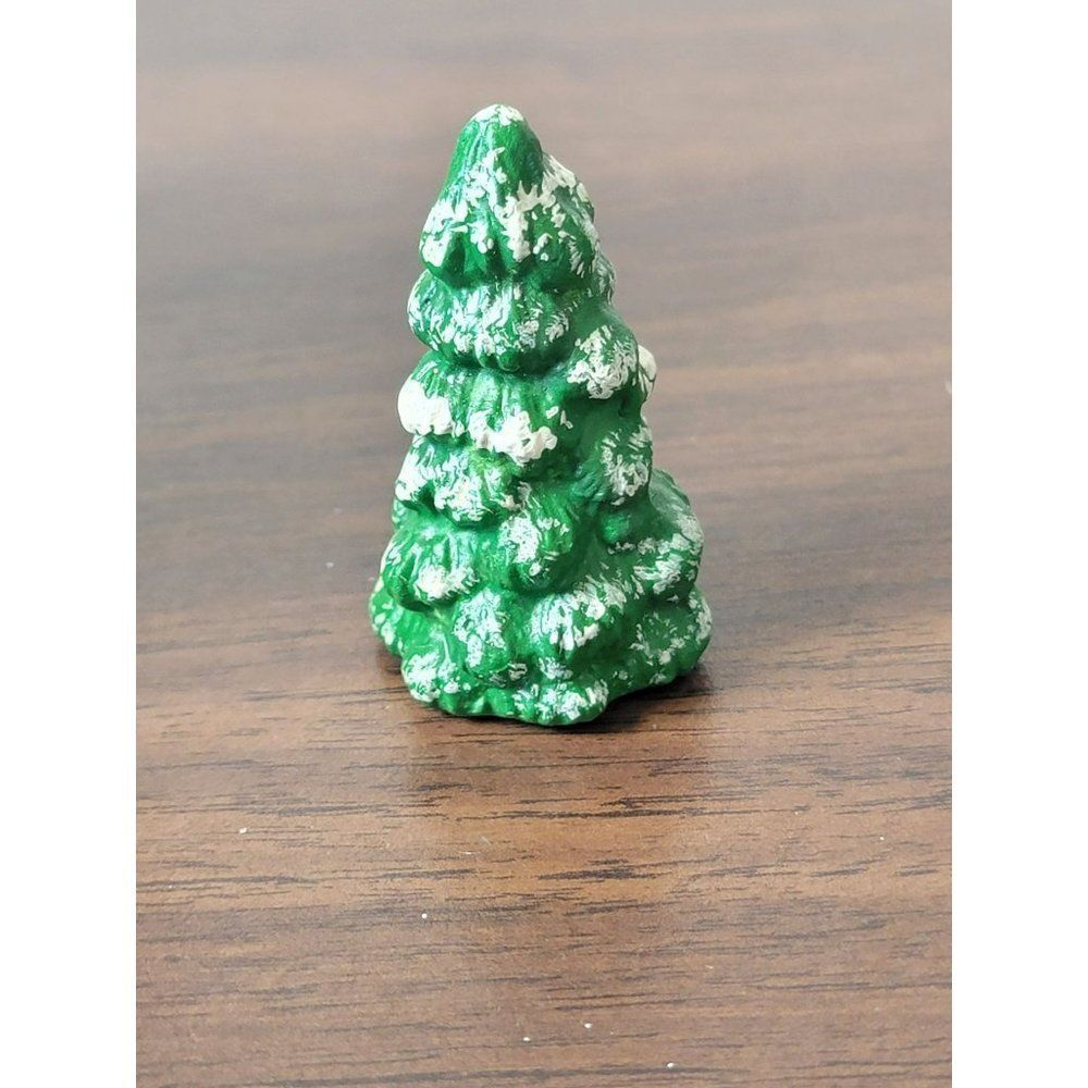 Mini ceramic green snow Tree Village accessory xmas